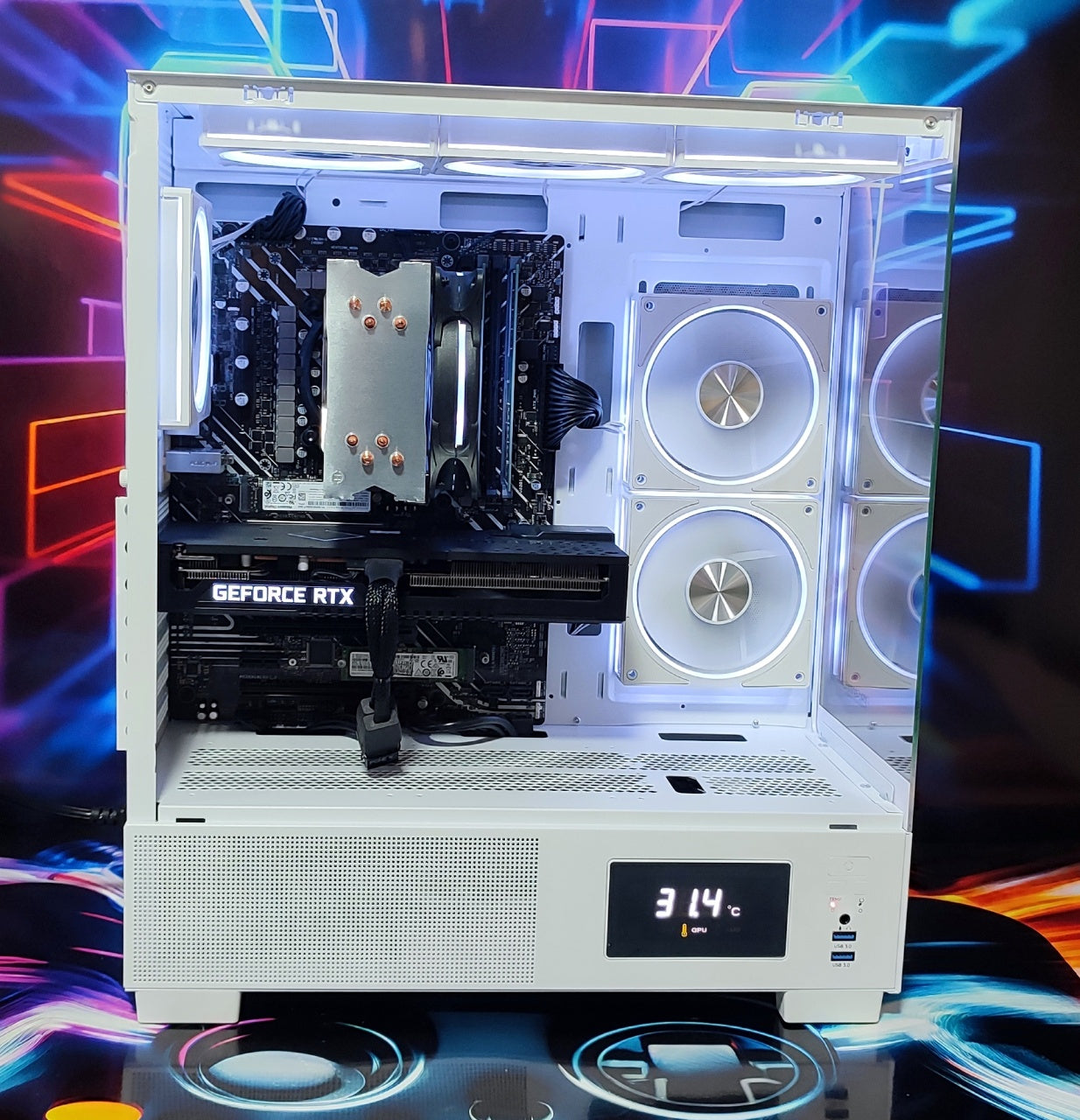 Calculator Gaming Intel Raptor Lake Refresh, Core i5 14400F, 32GB DDR4, NVME 1TB + SSD 2TB, video ASUS GeForce RTX 3070 TUF GAMING O8G GDDR6 256-bit, WIFI, BLUETOOTH, telecomanda ARGB